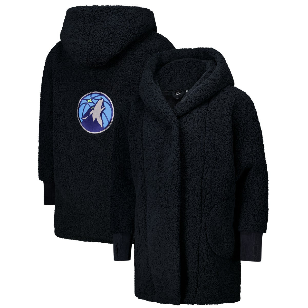 The Best Lounger in the World By Jill Martin Minnesota Timberwolves Unisex Navy Oversized Open-Front Hoodie Sweater discount Discount