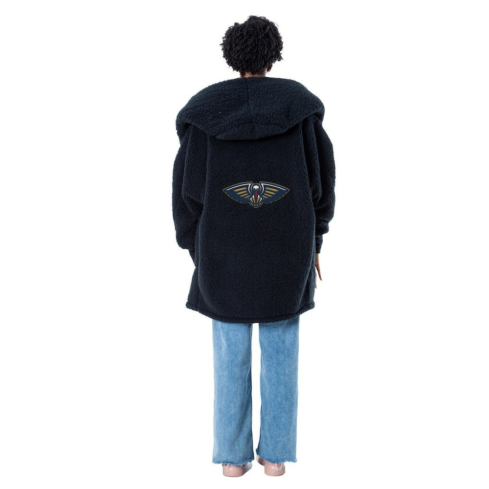 The Best Lounger in the World By Jill Martin New Orleans Pelicans Unisex Black Oversized Open-Front Hoodie Sweater discount For Sale