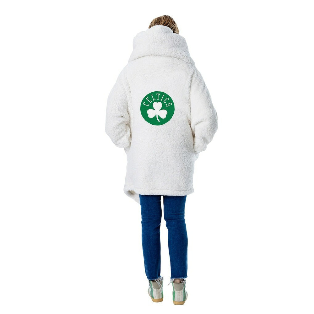 The Best Lounger in the World By Jill Martin Boston Celtics Unisex Cream Oversized Open-Front Hoodie Sweater on sale On Sale