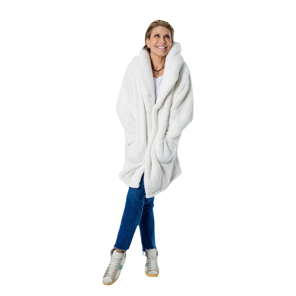 The Best Lounger in the World By Jill Martin Boston Celtics Unisex Cream Oversized Open-Front Hoodie Sweater on sale On Sale