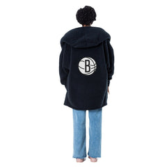 The Best Lounger in the World By Jill Martin Brooklyn Nets Unisex Black Oversized Open-Front Hoodie Sweater sale Discount