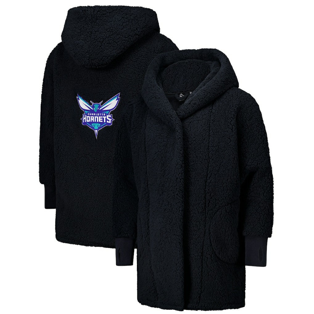 The Best Lounger in the World By Jill Martin Charlotte Hornets Unisex Black Oversized Open-Front Hoodie Sweater cheap Discount