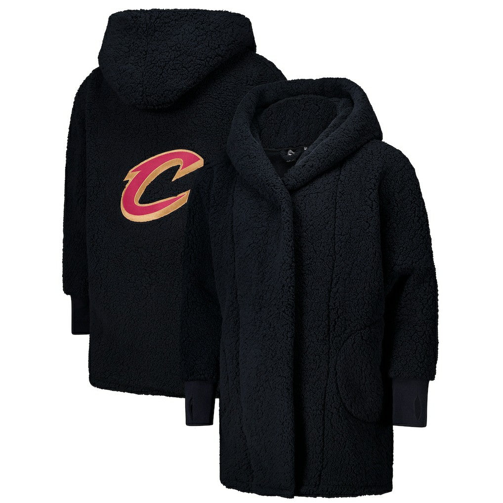 The Best Lounger in the World By Jill Martin Cleveland Cavaliers Unisex Black Oversized Open-Front Hoodie Sweater shop Outlet