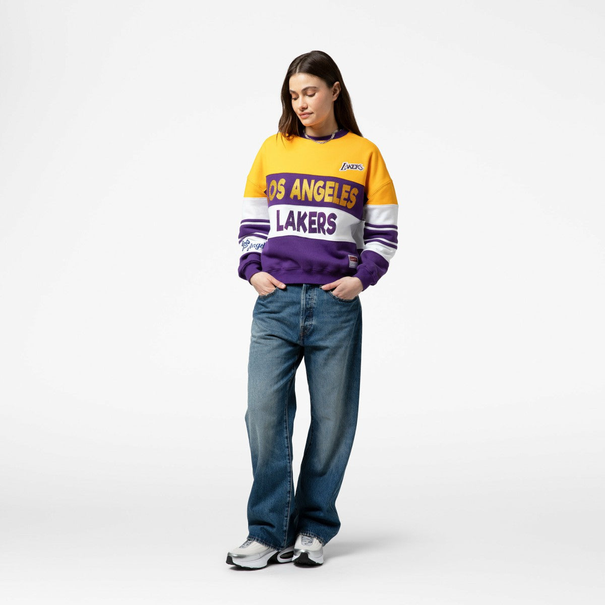 Los Angeles Lakers x DANNIJO Women's Blocked Pullover Sweatshirt Outlet