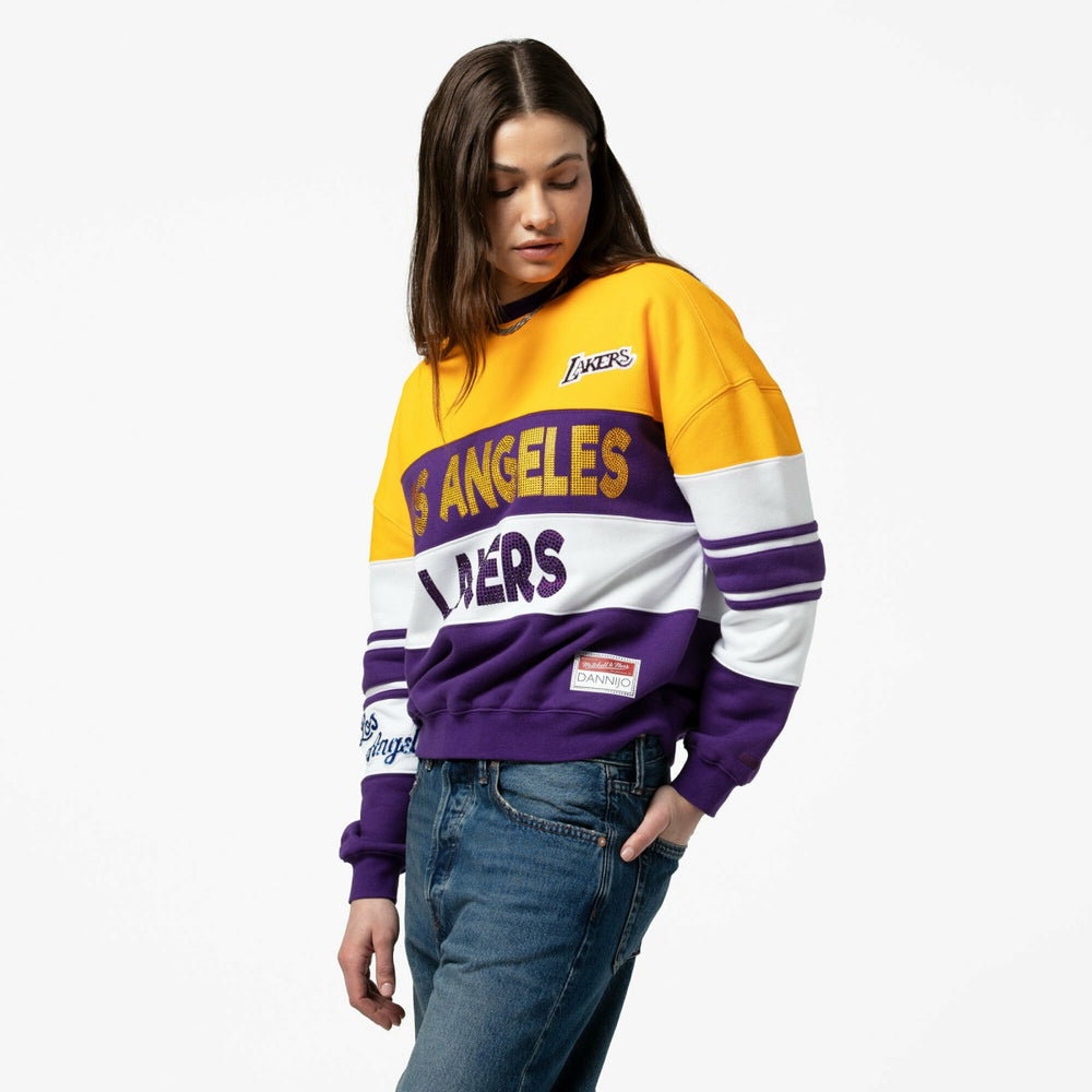 Los Angeles Lakers x DANNIJO Women's Blocked Pullover Sweatshirt Outlet