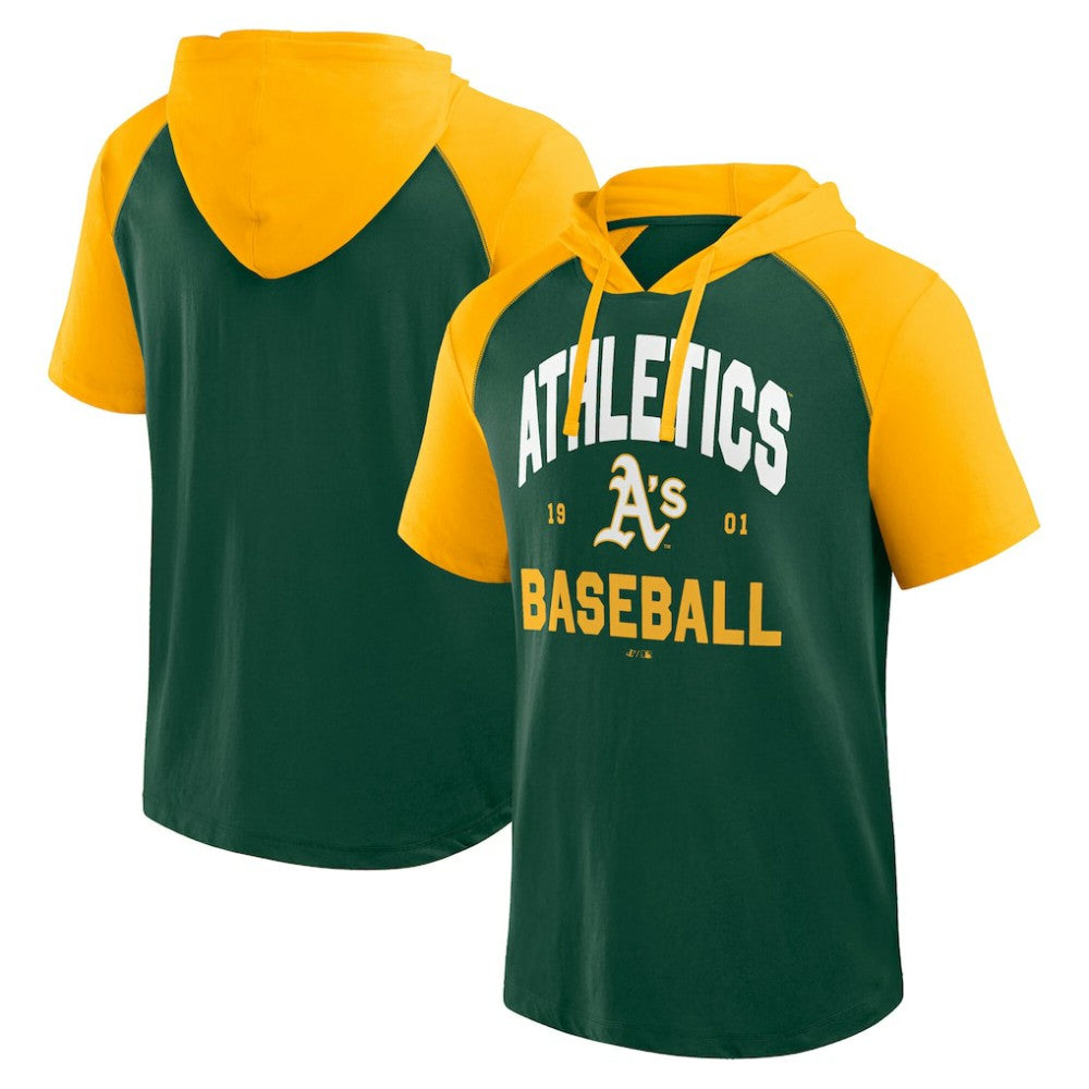 Athletics Logo Athletic Prime Raglan Short Sleeve Hoodie T-Shirt | MLB Discount