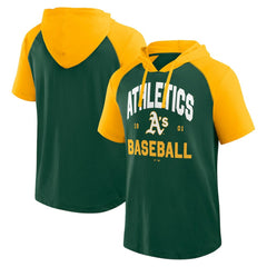 Athletics Logo Athletic Prime Raglan Short Sleeve Hoodie T-Shirt | MLB Discount