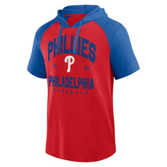 Philadelphia Phillies Logo Athletic Prime Raglan Short Sleeve Hoodie T-Shirt | MLB On Sale