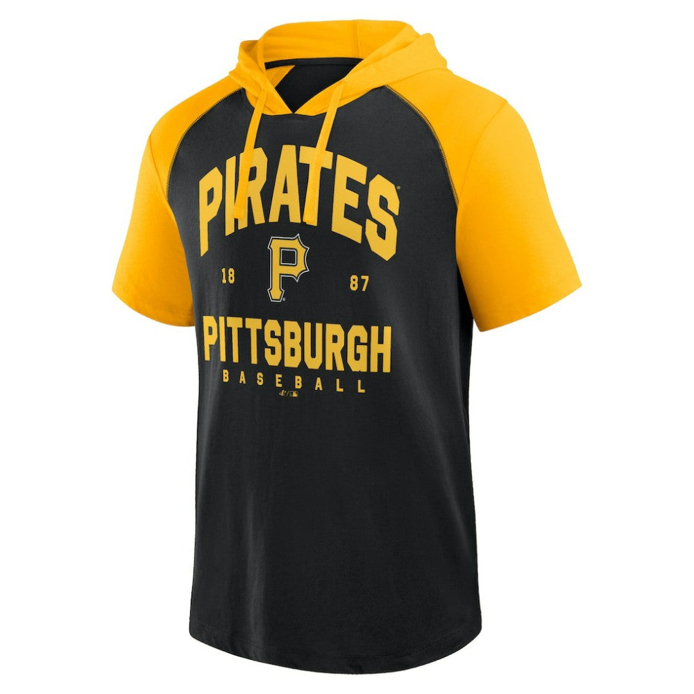 Pittsburgh Pirates Logo Athletic Prime Raglan Short Sleeve Hoodie T-Shirt | MLB Outlet
