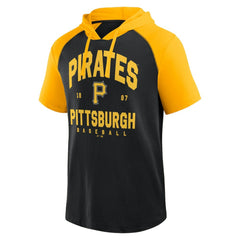 Pittsburgh Pirates Logo Athletic Prime Raglan Short Sleeve Hoodie T-Shirt | MLB Outlet