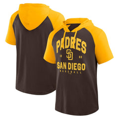San Diego Padres Logo Athletic Prime Raglan Short Sleeve Hoodie T-Shirt | MLB Online