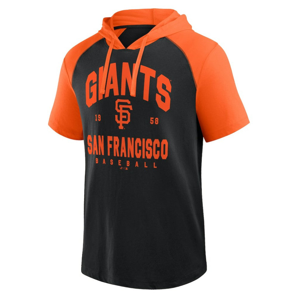 San Francisco Giants Logo Athletic Prime Raglan Short Sleeve Hoodie T-Shirt | MLB Outlet