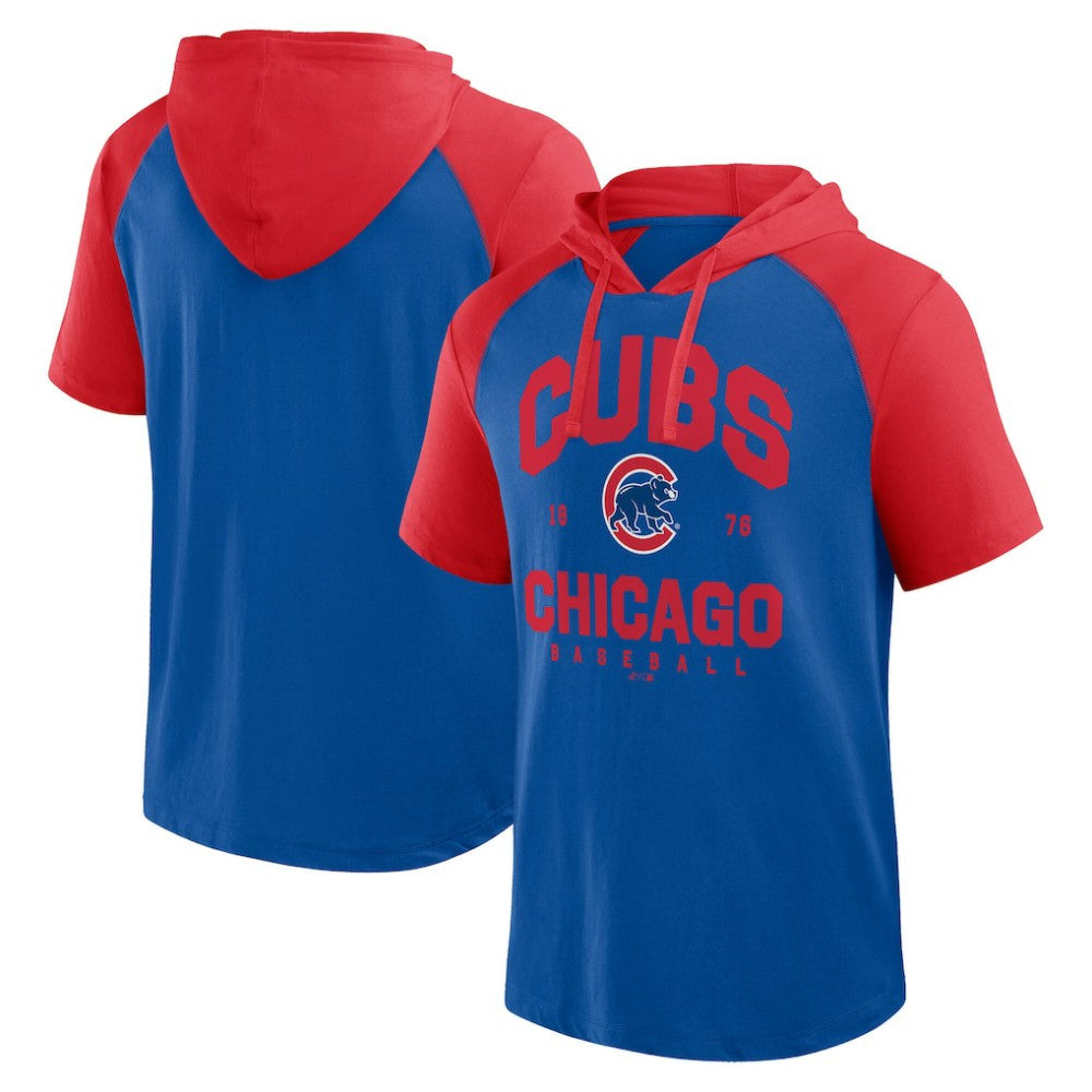 Chicago Cubs Logo Athletic Prime Raglan Short Sleeve Hoodie T-Shirt | MLB Near me