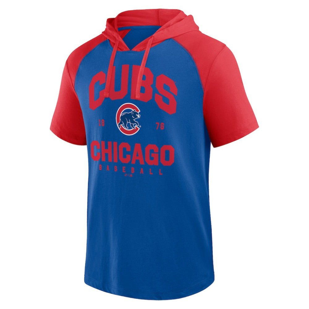 Chicago Cubs Logo Athletic Prime Raglan Short Sleeve Hoodie T-Shirt | MLB Near me
