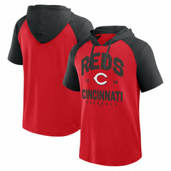 Cincinnati Reds Logo Athletic Prime Raglan Short Sleeve Hoodie T-Shirt | MLB Near me