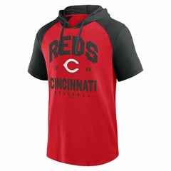 Cincinnati Reds Logo Athletic Prime Raglan Short Sleeve Hoodie T-Shirt | MLB Near me