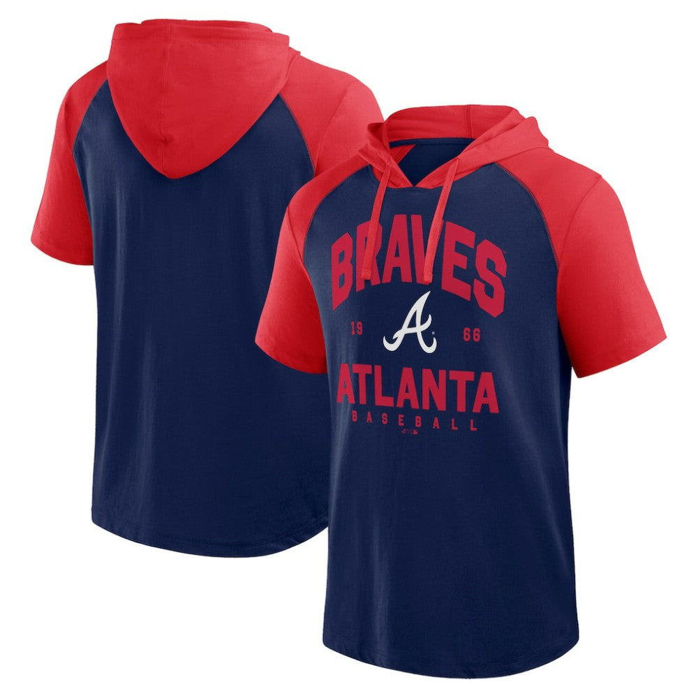 Atlanta Braves Logo Athletic Prime Raglan Short Sleeve Hoodie T-Shirt | MLB Outlet