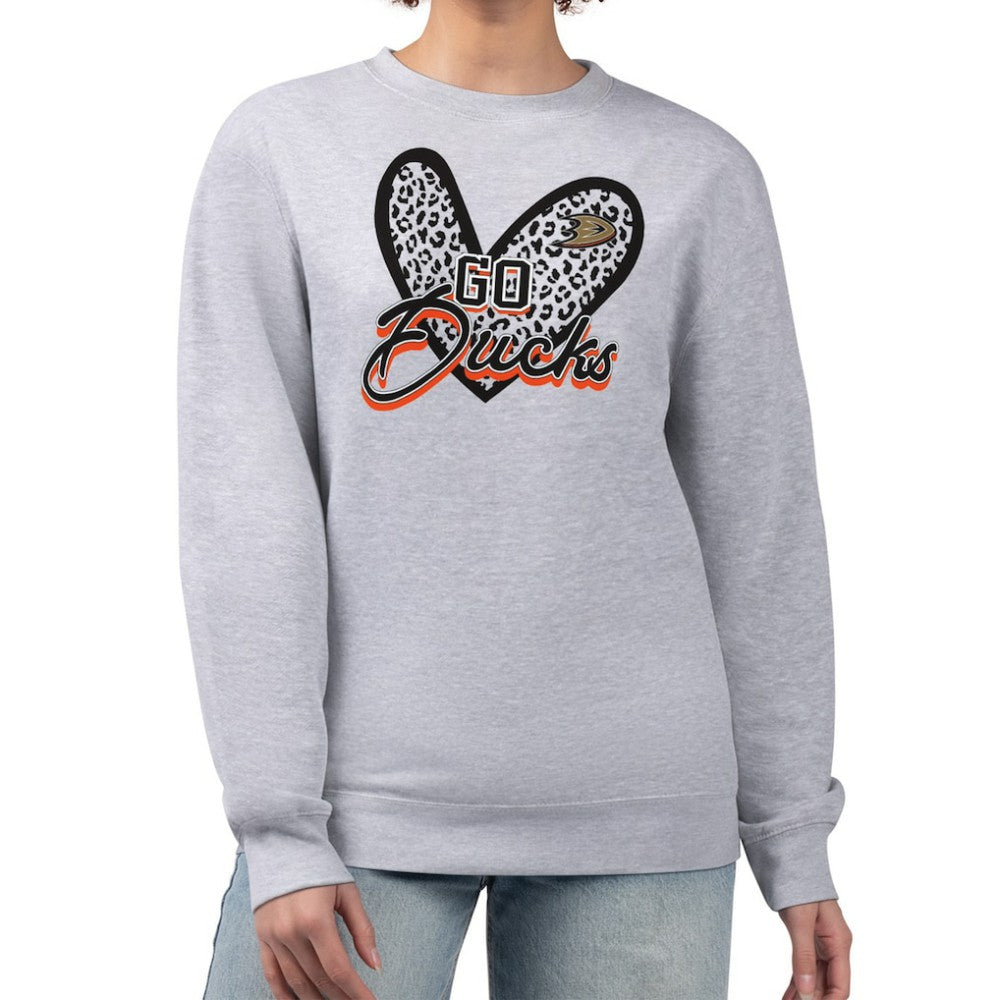 Anaheim Ducks G-III 4Her by Carl Banks Women's Animal Print Heart Fleece Pullover Sweatshirt Online
