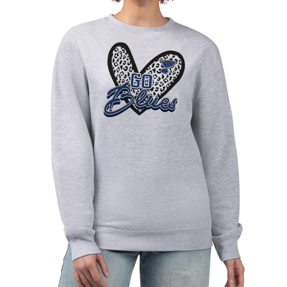 St. Louis Blues G-III 4Her by Carl Banks Women's Animal Print Heart Fleece Pullover Sweatshirt Online