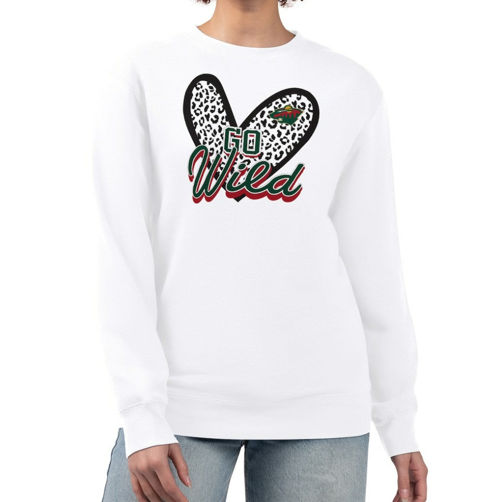 Minnesota Wild G-III 4Her by Carl Banks Women's Animal Print Heart Fleece Pullover Sweatshirt Online
