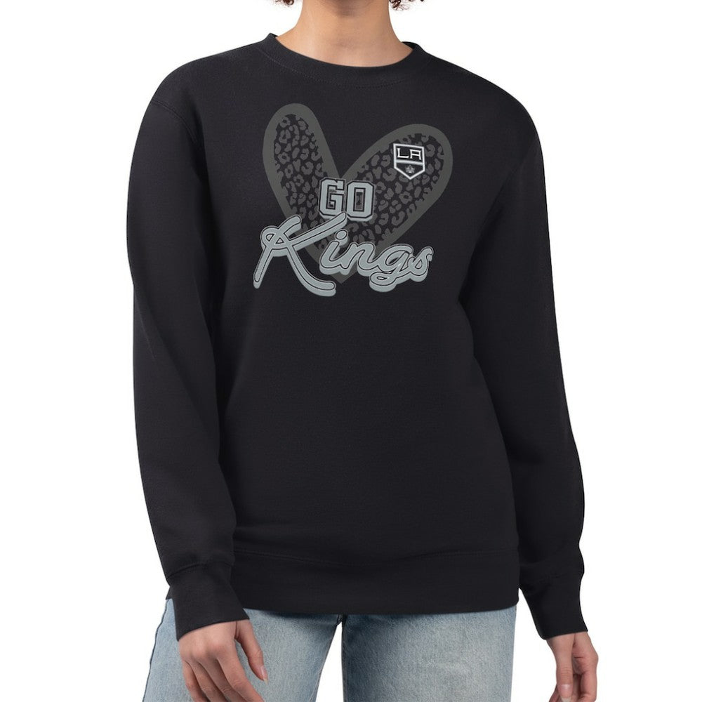 Los Angeles Kings G-III 4Her by Carl Banks Women's Animal Print Heart Fleece Pullover Sweatshirt Outlet