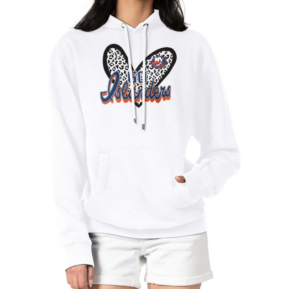New York Islanders G-III 4Her by Carl Banks Women's Animal Print Heart Fleece Pullover Hoodie Discount