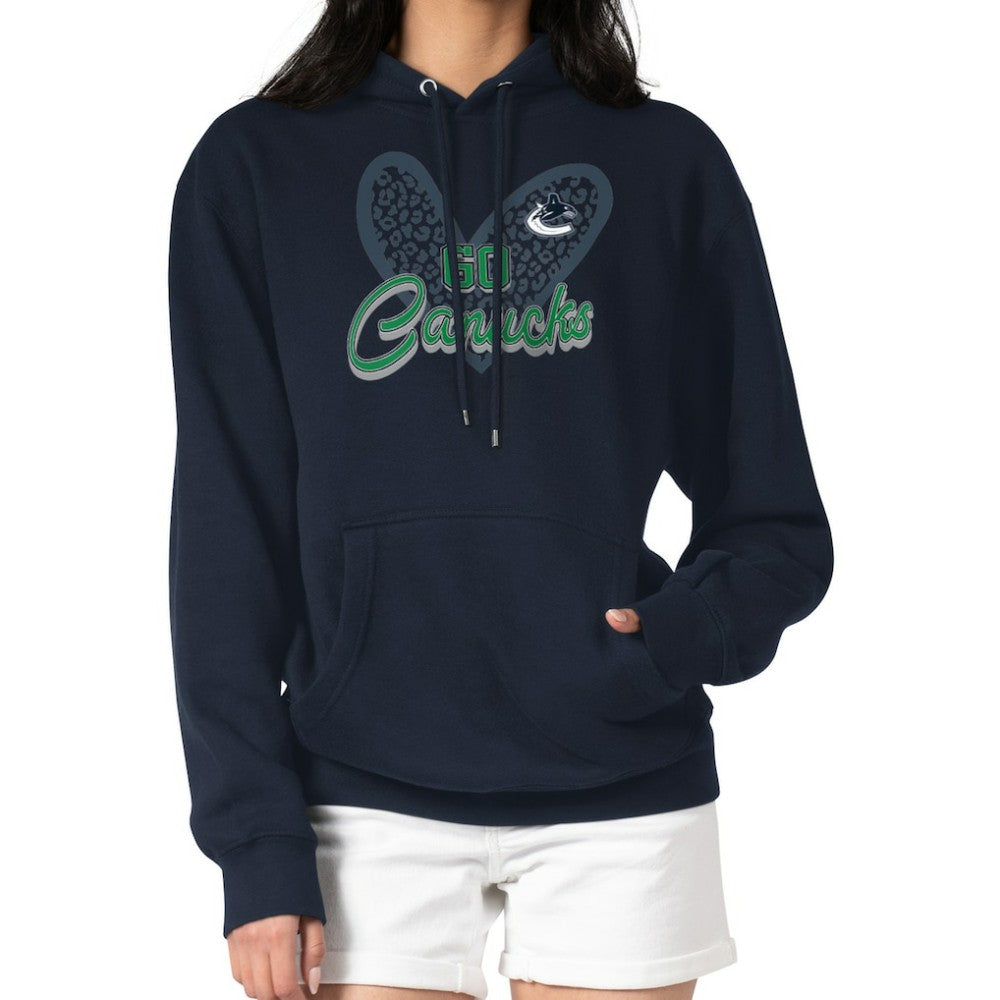 Vancouver Canucks G-III 4Her by Carl Banks Women's Animal Print Heart Fleece Pullover Hoodie For Sale