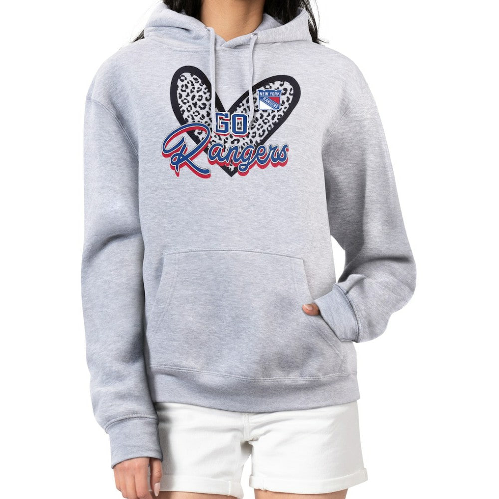 New York Rangers G-III 4Her by Carl Banks Women's Animal Print Heart Fleece Pullover Hoodie For Sale