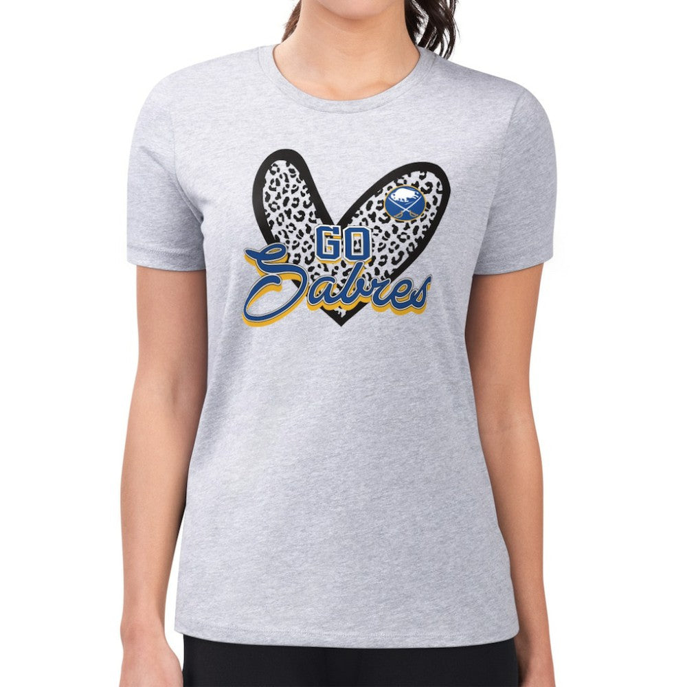 Buffalo Sabres G-III 4Her by Carl Banks Women's Super-Slim Fit Lightweight Animal Print Heart T-Shirt Outlet
