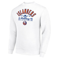 New York Islanders Starter Stick And Puck Logo Fleece Pullover Sweatshirt On Sale