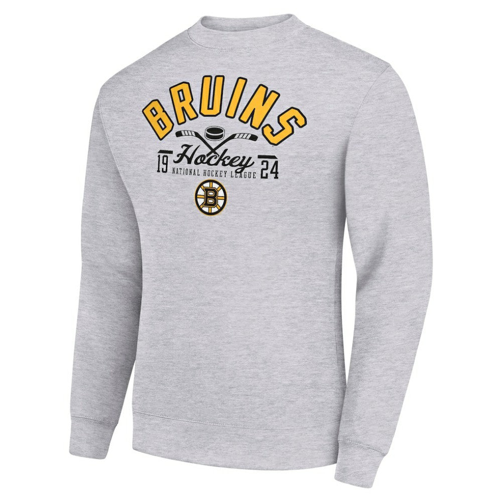 Boston Bruins Starter Stick And Puck Logo Fleece Pullover Sweatshirt Discount