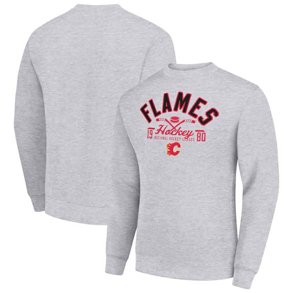 Calgary Flames Starter Stick And Puck Logo Fleece Pullover Sweatshirt Sale