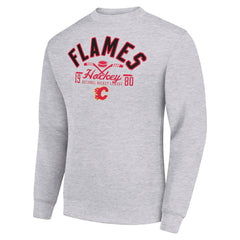 Calgary Flames Starter Stick And Puck Logo Fleece Pullover Sweatshirt Sale