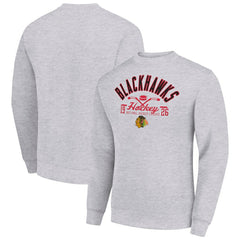 Chicago Blackhawks Starter Stick And Puck Logo Fleece Pullover Sweatshirt For Sale