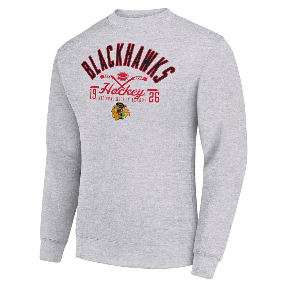 Chicago Blackhawks Starter Stick And Puck Logo Fleece Pullover Sweatshirt For Sale