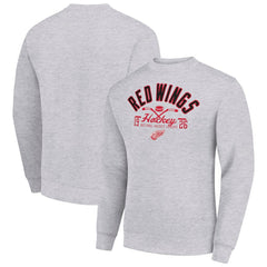 Detroit Red Wings Starter Stick And Puck Logo Fleece Pullover Sweatshirt On Sale