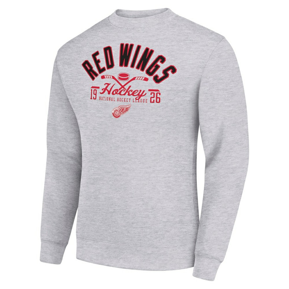 Detroit Red Wings Starter Stick And Puck Logo Fleece Pullover Sweatshirt On Sale