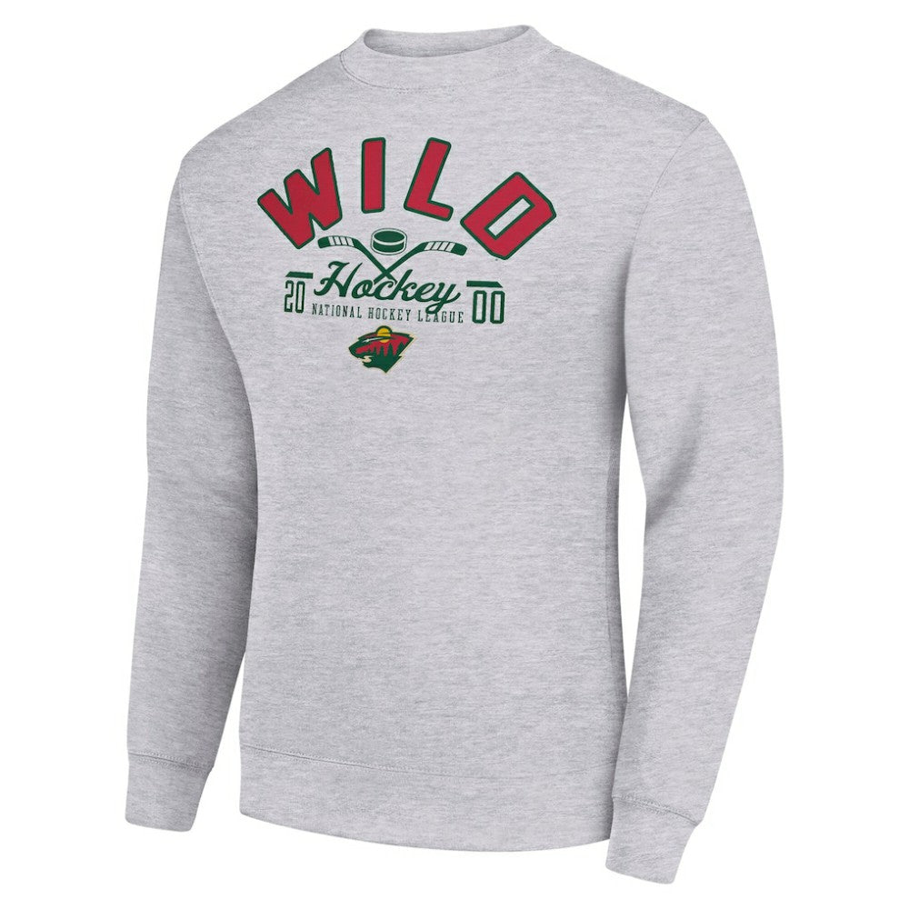 Minnesota Wild Starter Stick And Puck Logo Fleece Pullover Sweatshirt For Sale