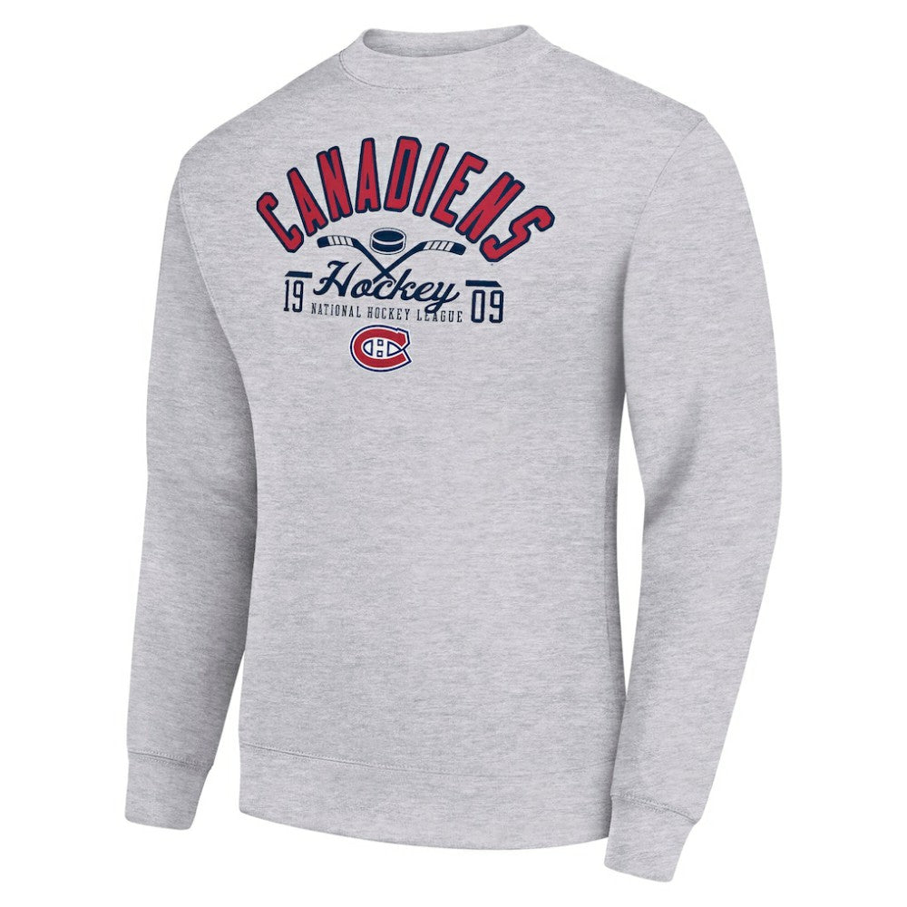 Montreal Canadiens Starter Stick And Puck Logo Fleece Pullover Sweatshirt Online