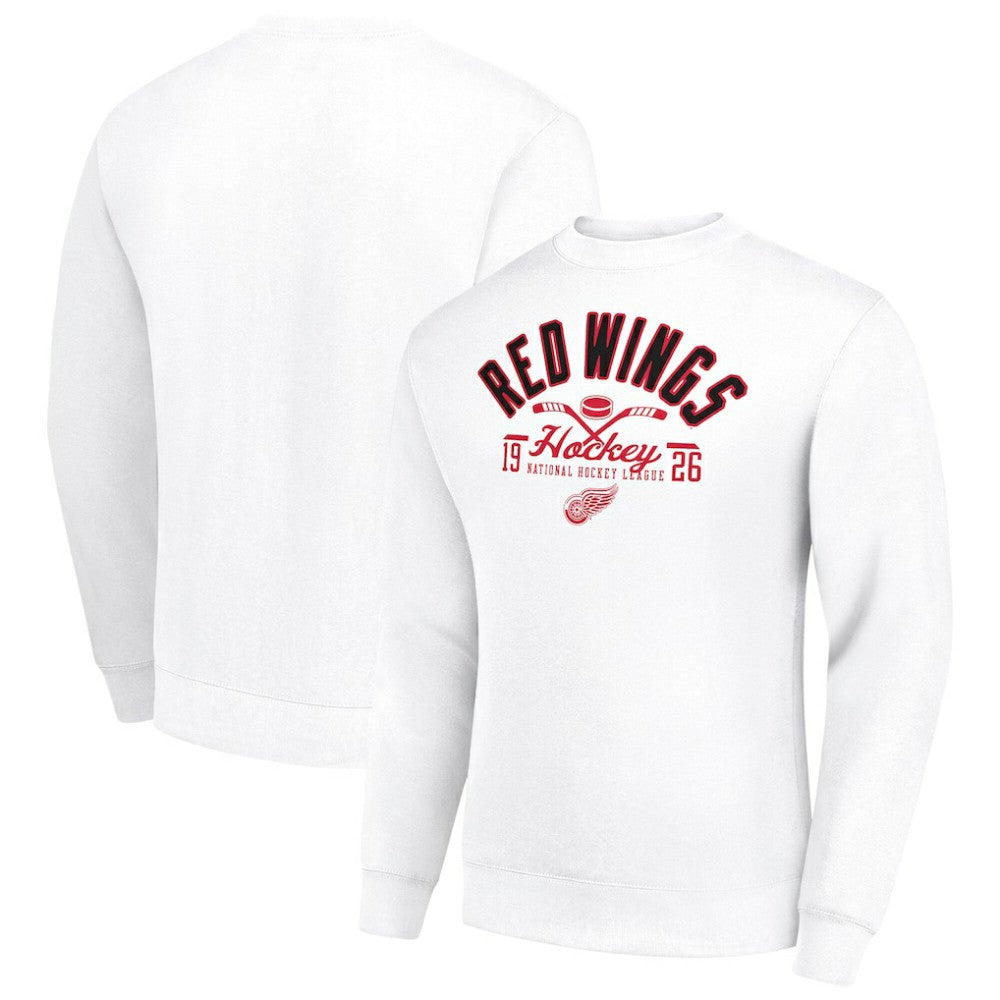 Detroit Red Wings Starter Stick And Puck Logo Fleece Pullover Sweatshirt Outlet