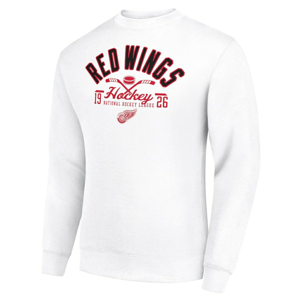 Detroit Red Wings Starter Stick And Puck Logo Fleece Pullover Sweatshirt Outlet