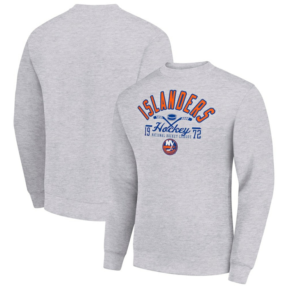 New York Islanders Starter Stick And Puck Logo Fleece Pullover Sweatshirt Discount