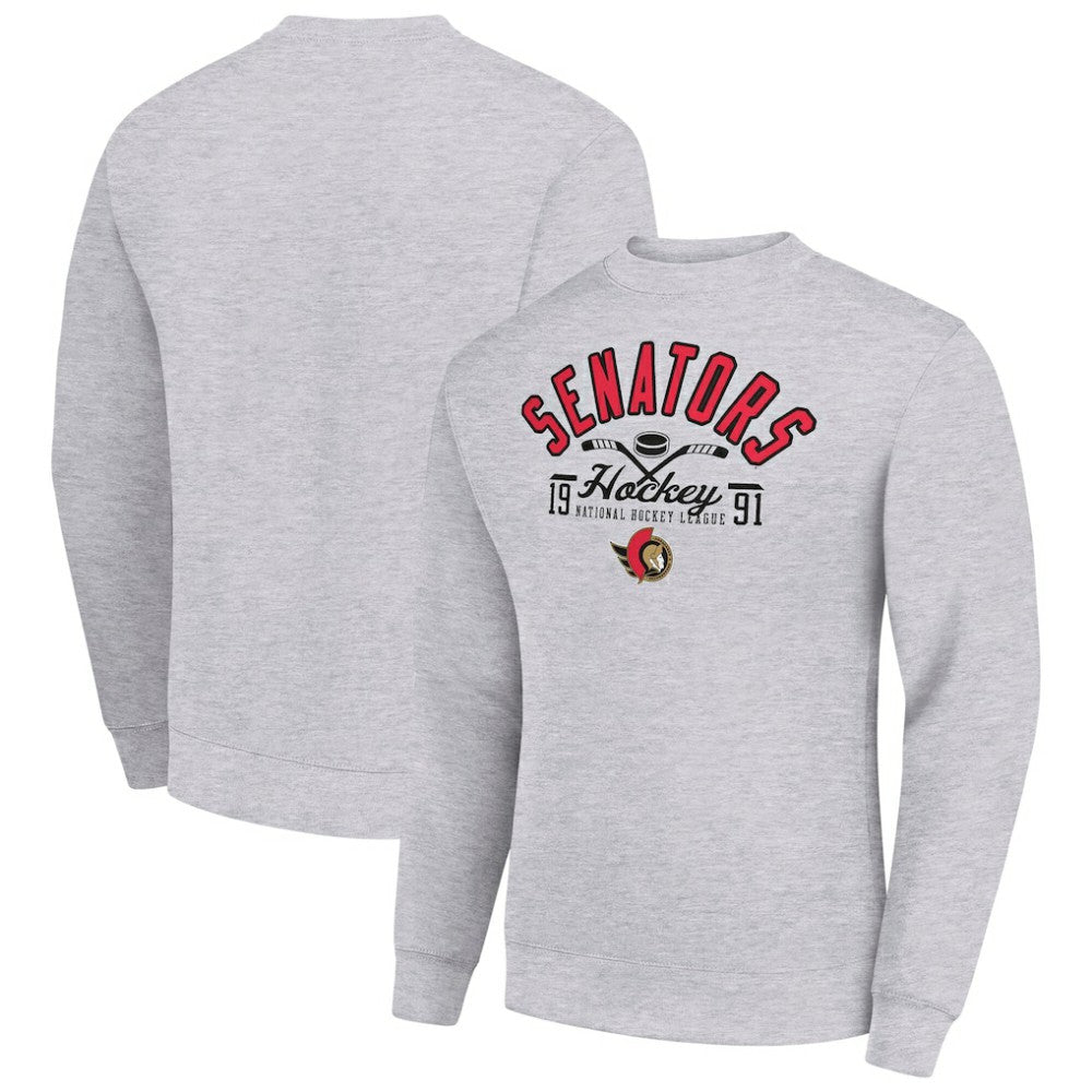 Ottawa Senators Starter Stick And Puck Logo Fleece Pullover Sweatshirt On Sale