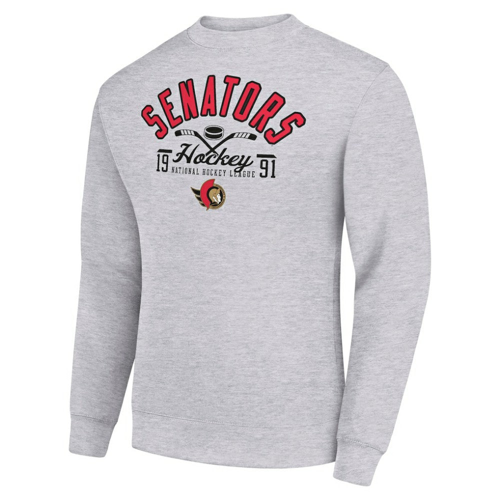 Ottawa Senators Starter Stick And Puck Logo Fleece Pullover Sweatshirt On Sale