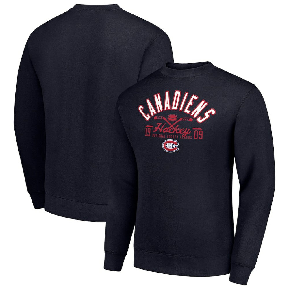 Montreal Canadiens Starter Stick And Puck Logo Fleece Pullover Sweatshirt Discount