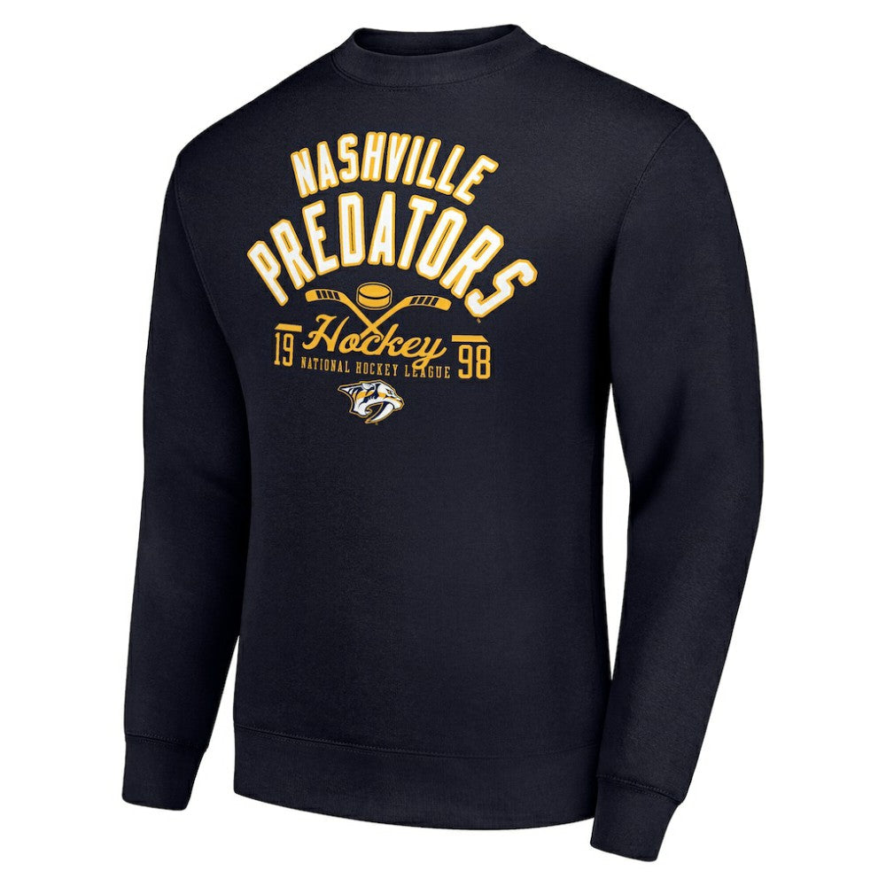 Nashville Predators Starter Stick And Puck Logo Fleece Pullover Sweatshirt Outlet
