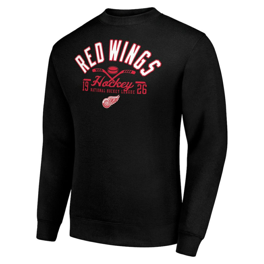 Detroit Red Wings Starter Stick And Puck Logo Fleece Pullover Sweatshirt Online