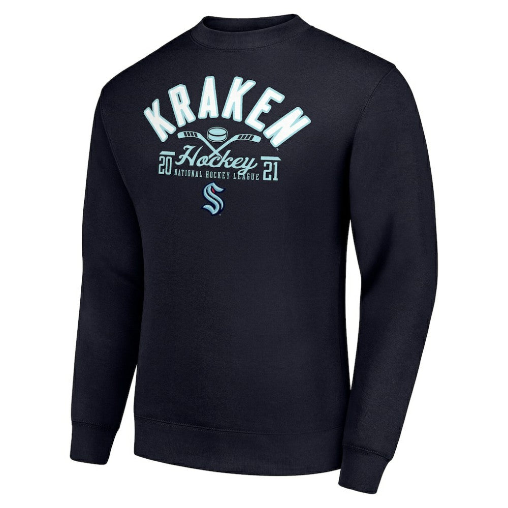 Seattle Kraken Starter Stick And Puck Logo Fleece Pullover Sweatshirt Online