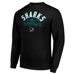 San Jose Sharks Starter Stick And Puck Logo Fleece Pullover Sweatshirt For Sale