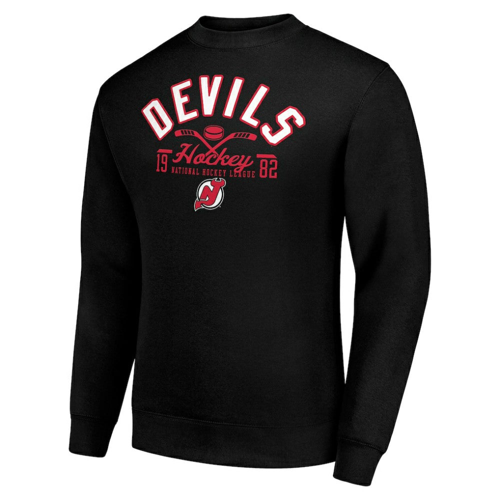 New Jersey Devils Starter Stick And Puck Logo Fleece Pullover Sweatshirt On Sale